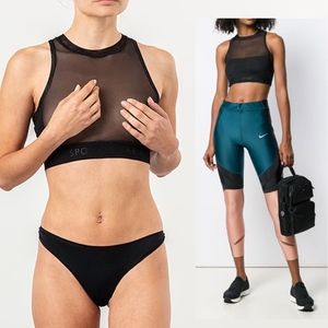 NWT NIKE BLACK SHEER SPORTS BRA Cropped Tank Top